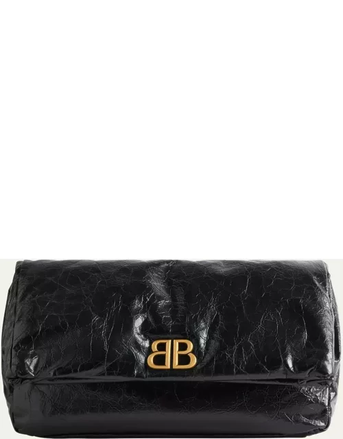 Monaco Fold-Over Flap Leather Clutch Bag