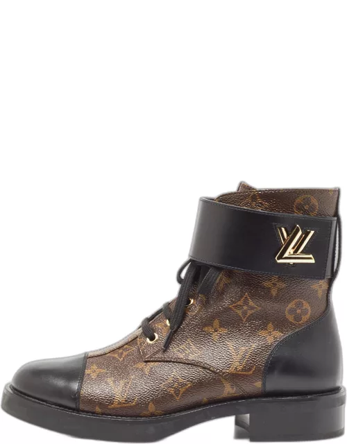 Louis Vuitton Brown/Black Monogram Canvas and Leather Wonderland Flat Ranger Boot