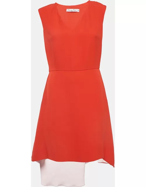 Christian Dior Orange Silk Blend Sleeveless Asymmetric Dress