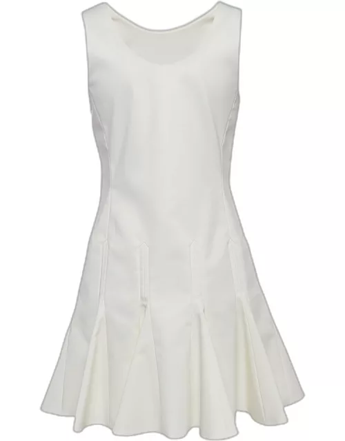 Christian Dior White Cotton Blend Sleeveless Flounce Mini Dress