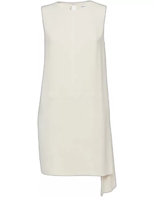 Christian Dior Cream Silk Blend Sleeveless Asymmetric Mini Dress