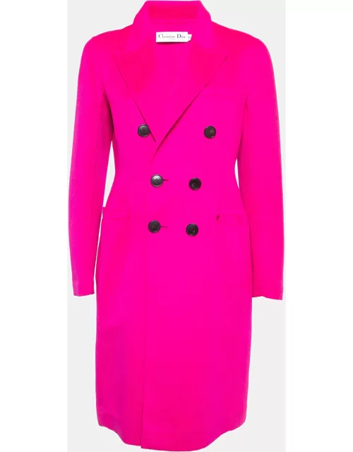 Dior Pink Wool Blend Double Breasted Mid Length Coat