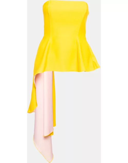Dior Yellow Jersey Strapless Asymmetric Corset Top
