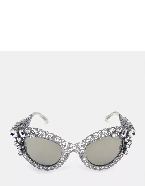 Dolce & Gabbana Grey DG2134 Filigree Cat Eye Sunglasse