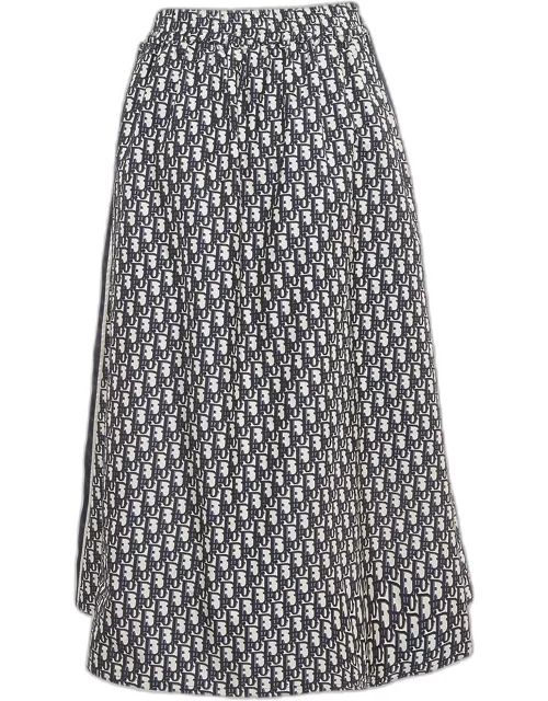 Dior Navy Blue Oblique Jacquard Midi Skirt
