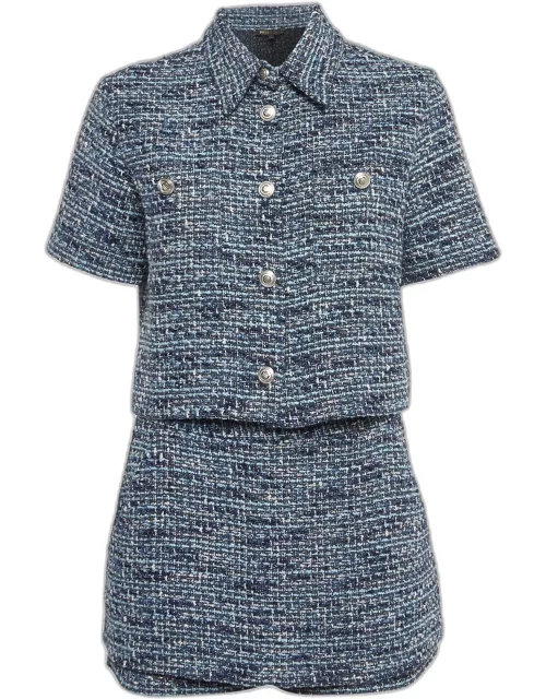 Maje Blue Tweed Jacket & Skirt Set S/