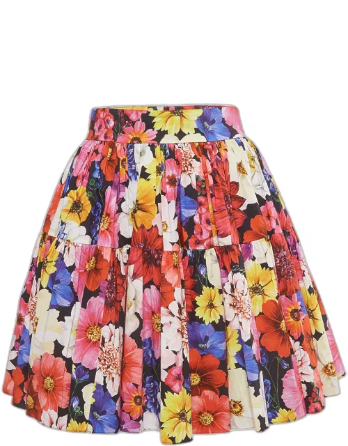 Dolce & Gabbana Multicolor Floral Printed Cotton Poplin Short Skirt