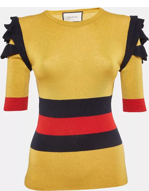 Gucci Yellow Striped Knit Top
