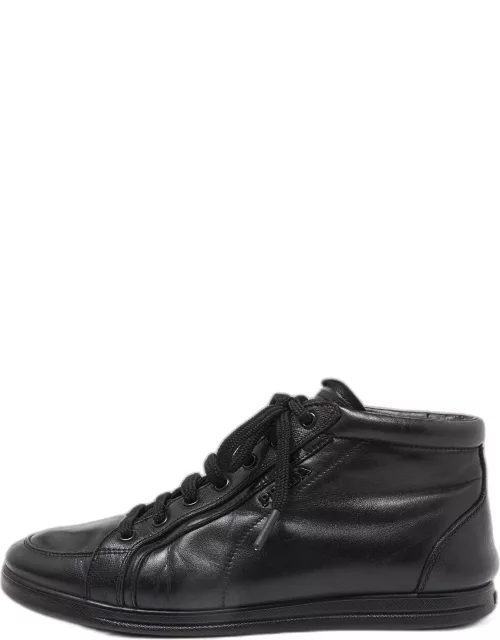 Prada Sports Black Leather Lace Up Sneaker