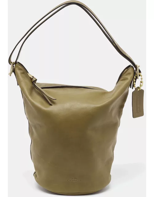 Coach Olive Green Leather Bleecker Bucket Bag