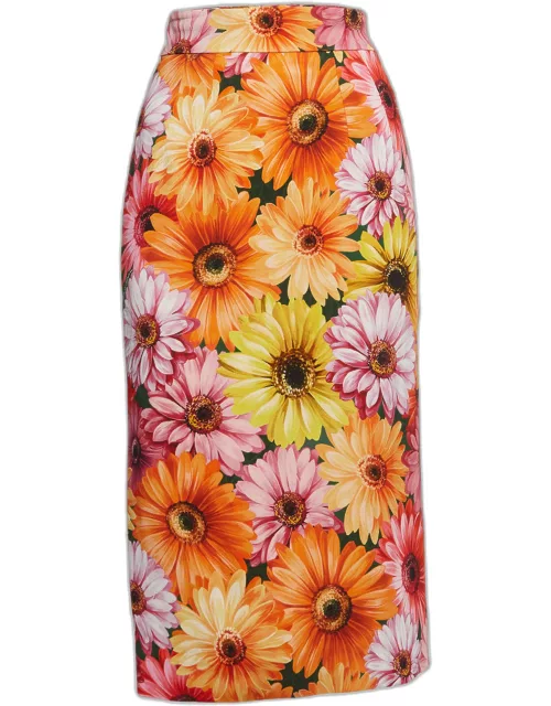 Dolce & Gabbana Multicolor Floral Print Crepe Pencil Skirt
