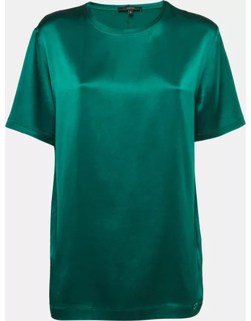 Gucci Dark Green Stretch Silk Half Sleeve T-Shirt