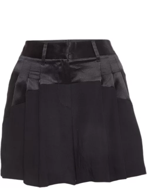 Roberto Cavalli Black Silk Pleated Shorts