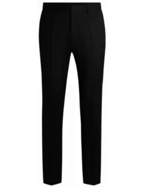 Slim-fit trousers in virgin-wool serge- Black Men's Business Pant