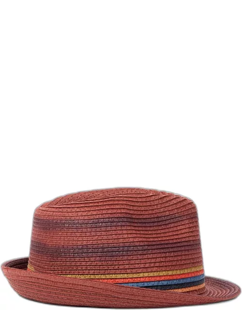 Men's Trilby Bright Stripe Straw Fedora Hat