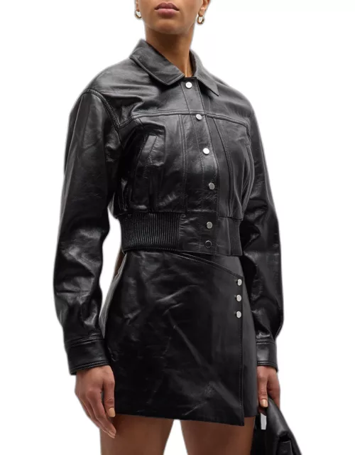 Bulut Cropped Leather Jacket