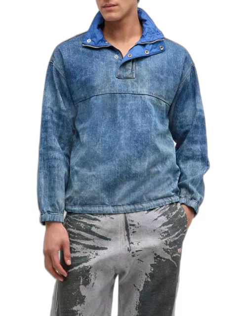 Men's Half-Zip Soft Denim Sweatshirt