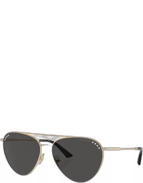 Embellished Steel Aviator Sunglasse