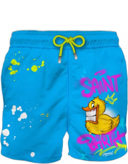 MC2 Saint Barth Man Swim Shorts With Duck Print Crypto Puppets® Special Edition