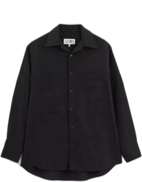 MM6 Maison Margiela Camicia A Maniche Lunghe Wool Shirt With Front Pocket