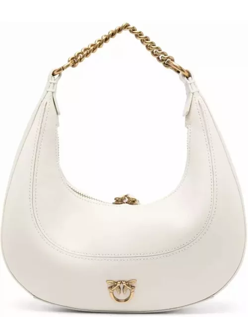 Pinko White hobo Hand Bag With Aged-gold Details In Leather Woman