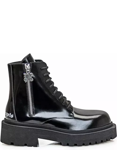Palm Angels Combat Boots In Black Leather