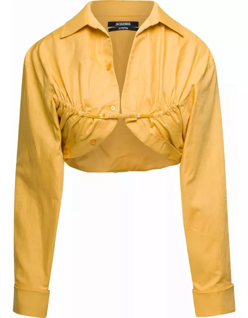 Jacquemus la Chemise Machou Yellow Bolero Shirt In Cotton Blend Woman