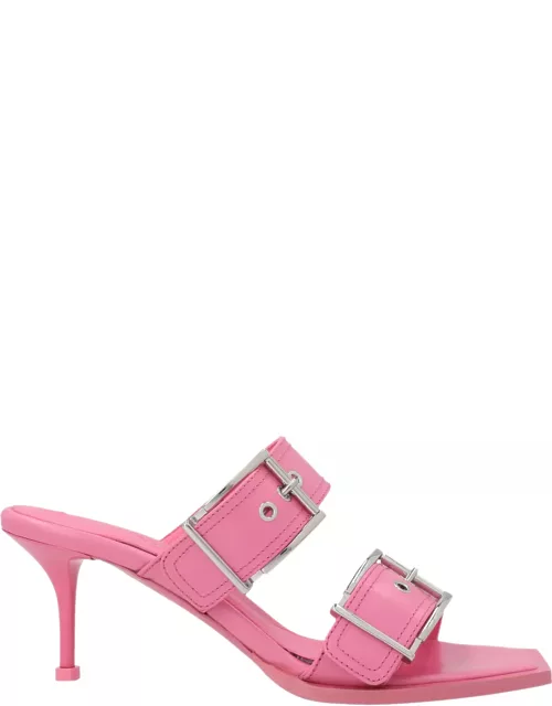Alexander McQueen Pink Punk Sandal With Double Buckle