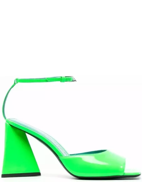 piper Neon Green Sandals With Pyramid Heel In Eco Patent Leather Woman The Attico
