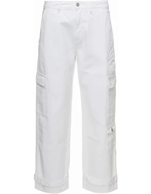 Icon Denim miki White Jeans With Patch And Welt Pockets In Cotton Denim Woman