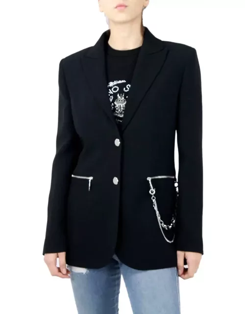 Ermanno Scervino Single-breasted Jacket Made Of Soft Stretch Viscose, Two-button Closure, Zip Pockets And Chain On The Pocket