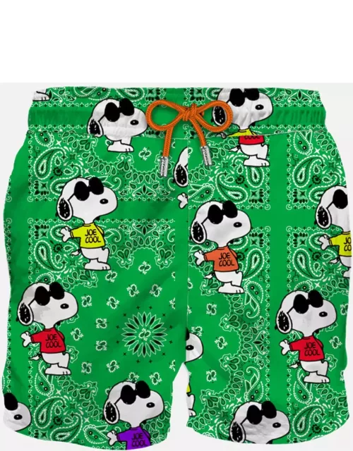 MC2 Saint Barth Man Classic Swim Shorts With Snoopy On Green Bandanna Pattern Snoopy - Peanuts Special Edition