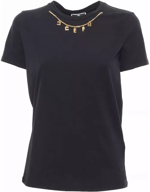 Elisabetta Franchi Black T-shirt With Jewel