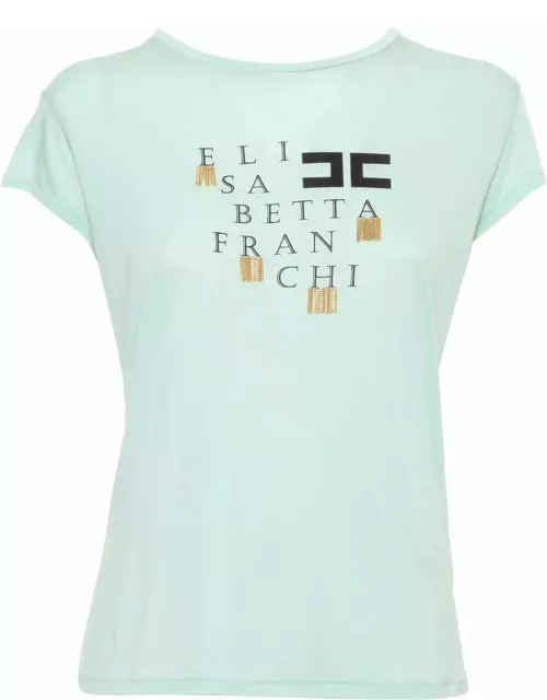 Elisabetta Franchi Green Mint T-shirt With Print
