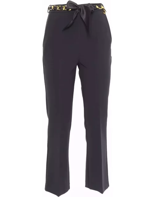 Elisabetta Franchi Black Trousers With Bow