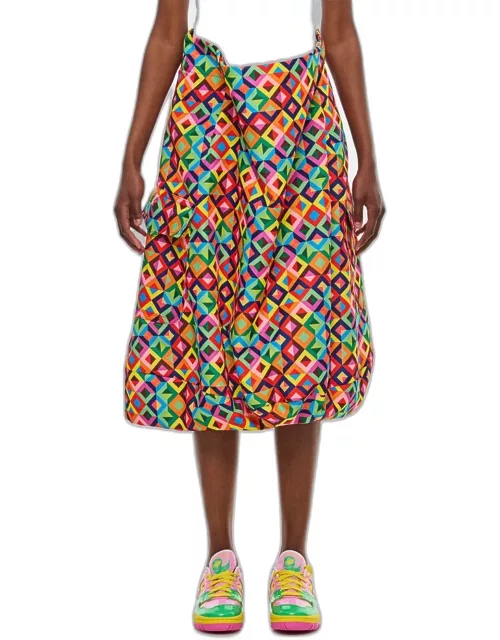 Comme Des Garçons Grosgrain Printed Midi Skirt Multicolor