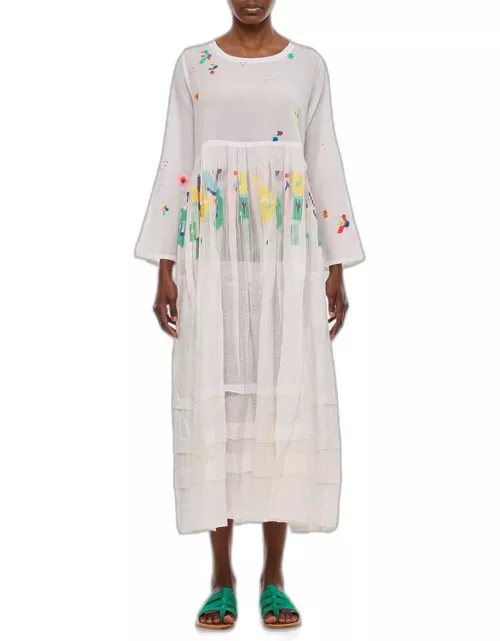 Injiri Cotton Midi Dress White