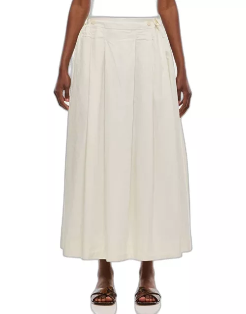 Casey & Casey Bowling Cotton And Linen Skirt White