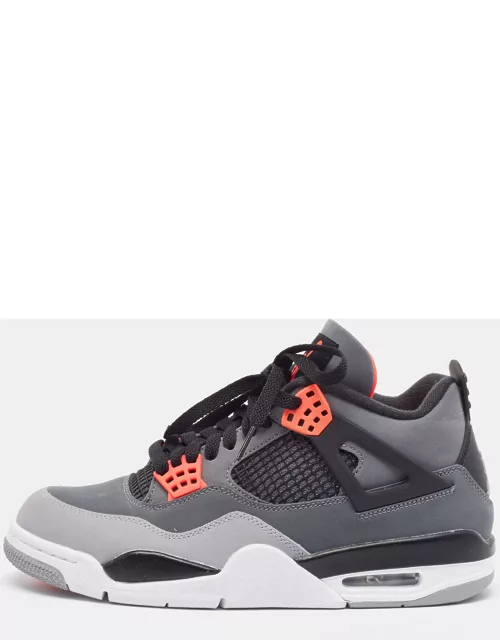 Air Jordans Grey Durabuck Leather Jordan 4 Infrared Sneaker