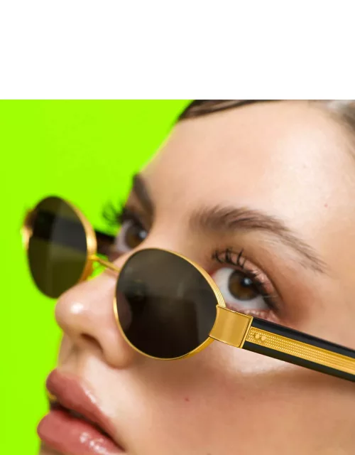 Sadie Oval Sunglasses in Yellow Gold