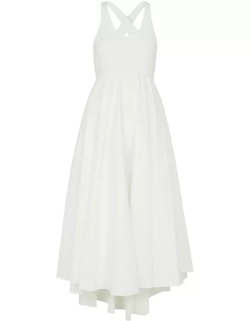 Alaïa Knitted and Cotton-poplin Midi Dress - White - 38 (UK10 / S)