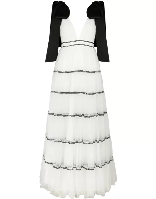 Alice + Olivia Jessalyn Embroidered Tulle Maxi Dress - Off White - 6 (UK10 / S)