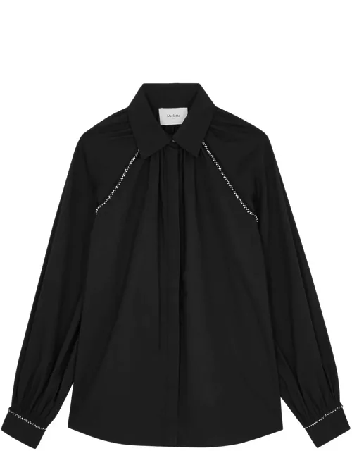 Merlette Tiana Embellished Cotton-poplin Shirt - Black - M (UK12 / M)