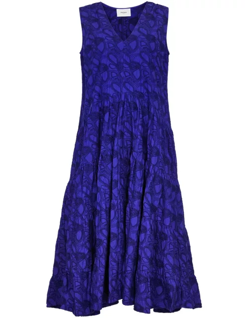 Merlette Wallis Embroidered Cotton Midi Dress - Blue - M (UK12 / M)