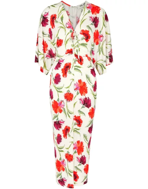 Diane Von Furstenberg Valerie Floral-print Jersey Midi Dress - White And Red - M (UK12 / M)