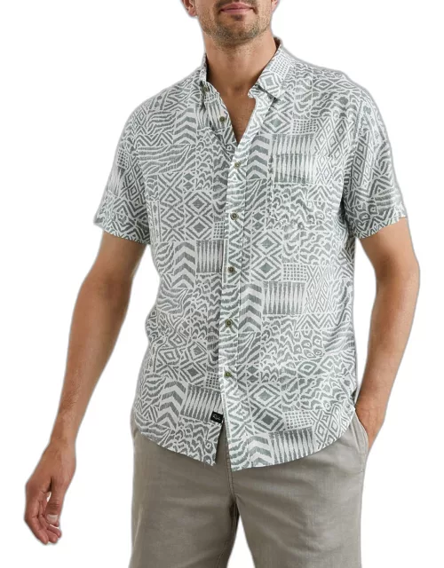 Men's Carson Block-Print Short-Sleeve Shirt