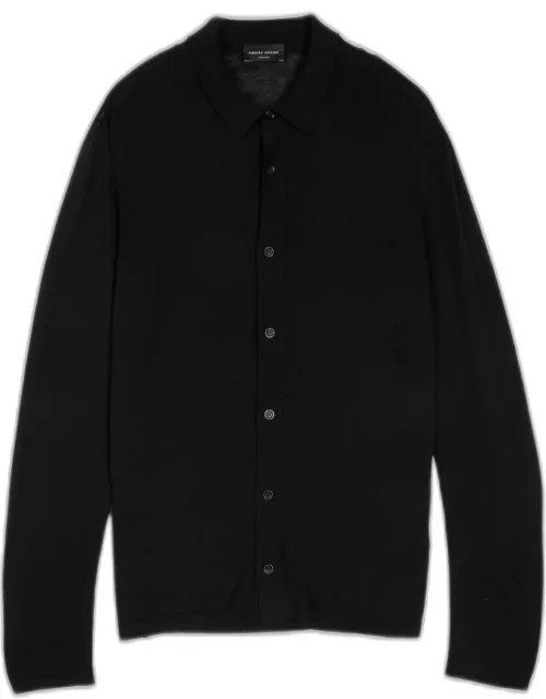 Roberto Collina Camicia Ml Black cotton knit shirt with long sleeve