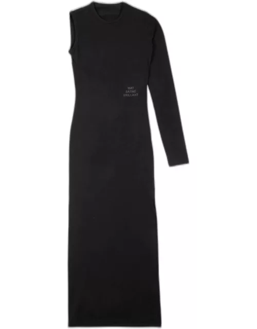 MM6 Maison Margiela Abito Midi Black cotton long dress with single sleeve