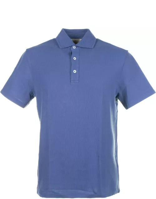 Altea Light Blue Short-sleeved Polo Shirt In Cotton