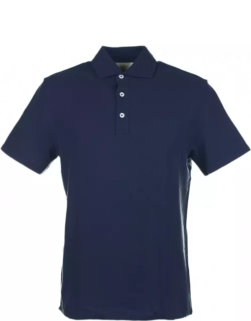 Altea Blue Short-sleeved Polo Shirt In Cotton